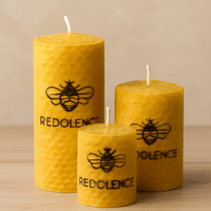Pair of Eco & Sustainable Natural Coloured Tapered Beeswax Candlesticks
