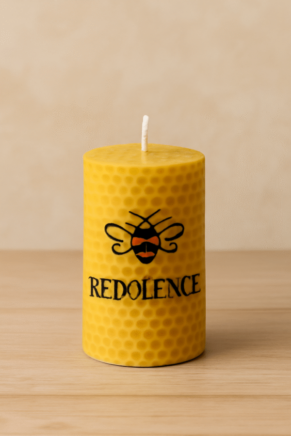 Pair of Eco & Sustainable Olive Coloured Tapered Beeswax Candlesticks