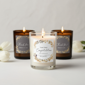 candle with pictures message